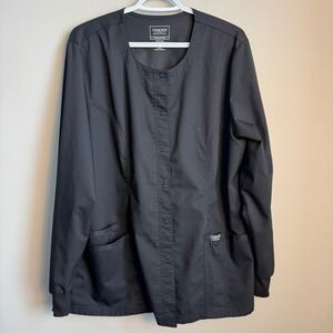 Cherokee‎ Workwear Revolution Womens Snap Front Scrub Jacket Black XL Utility